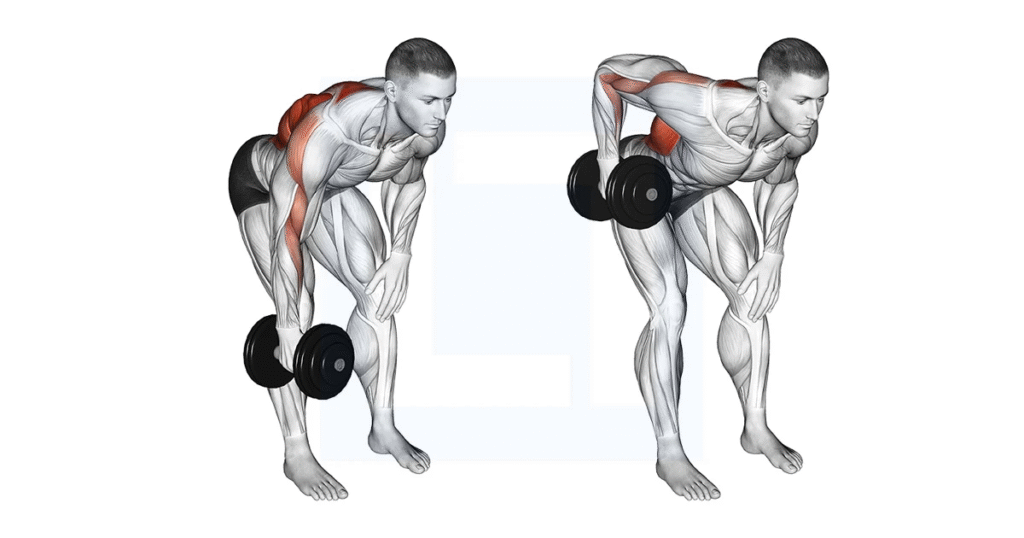 2. Dumbbell Rows with One Arm
