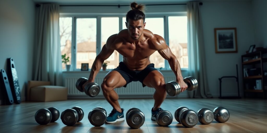 Here's how to get big leg benefits at home using dumbbells.